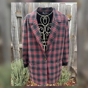 Vintage 1990’s Women’s Barrie Stephen’s Plaid Blazer with Embossed Button - 10 M